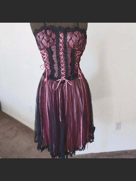 Morbid Threads Dresses & Skirts - Morbid Threads Pink and Black Ribbon Dress Size Small Highly Sought After